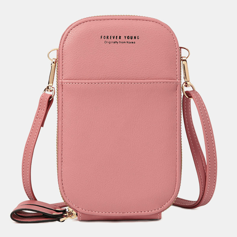 Women Oval Solid Color Casual Phone Bag Crossbody Bags Shoulder Bag Clutch Bags - MRSLM