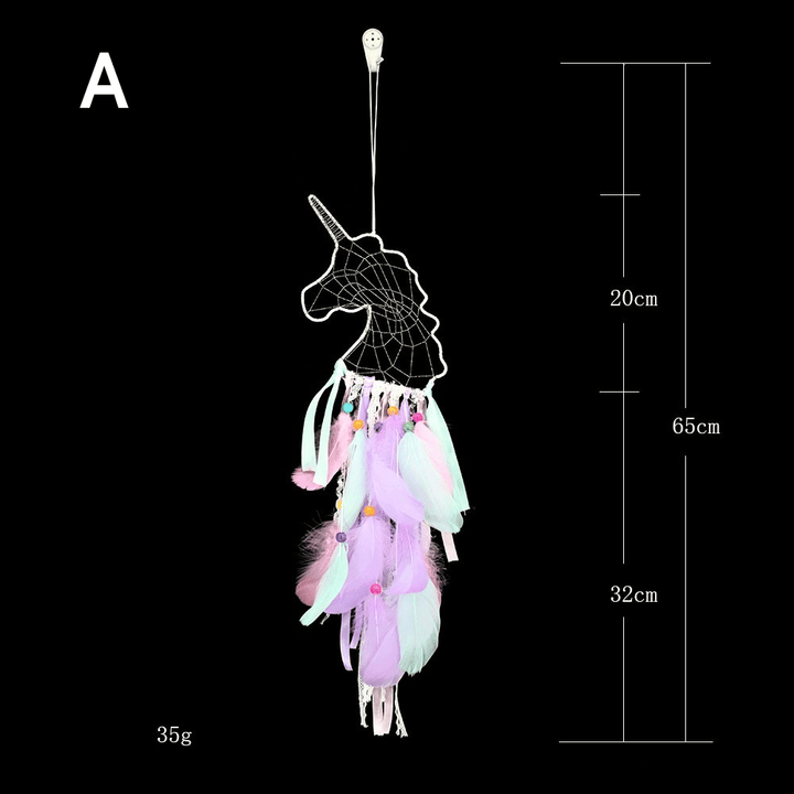 Unicornio Pendant Feather Dream Catcher Indian Crafts Wall Hanging Large Wind Chimes Dream Catcher Decorations - MRSLM