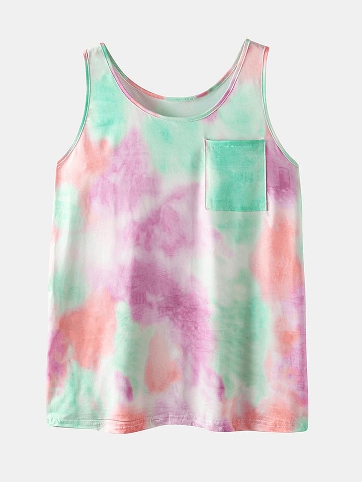 Tie Dye Print Sports Loungewear Set Tank Top Beam Feet Sleeveless Two-Piece Set - MRSLM