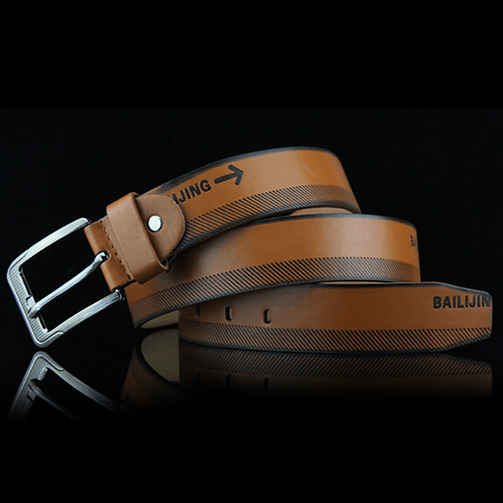 108CM Leather Printting Belt Leisure Jeans Waistband with Alloy Pin Buckle for Men - MRSLM