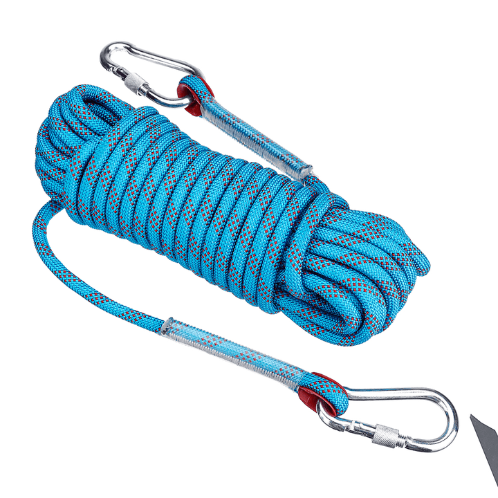 30Mx10Mm Double Buckle Professional Rock Climbing Rope Outdoor Sports Survival Downhill Safety Rope - MRSLM