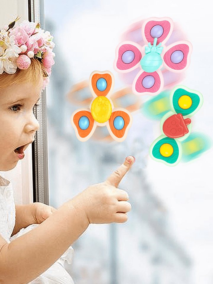 Children'S Sucker Rotating Rattle Cartoon Candy Rotating Fingertip Spinning Top - MRSLM