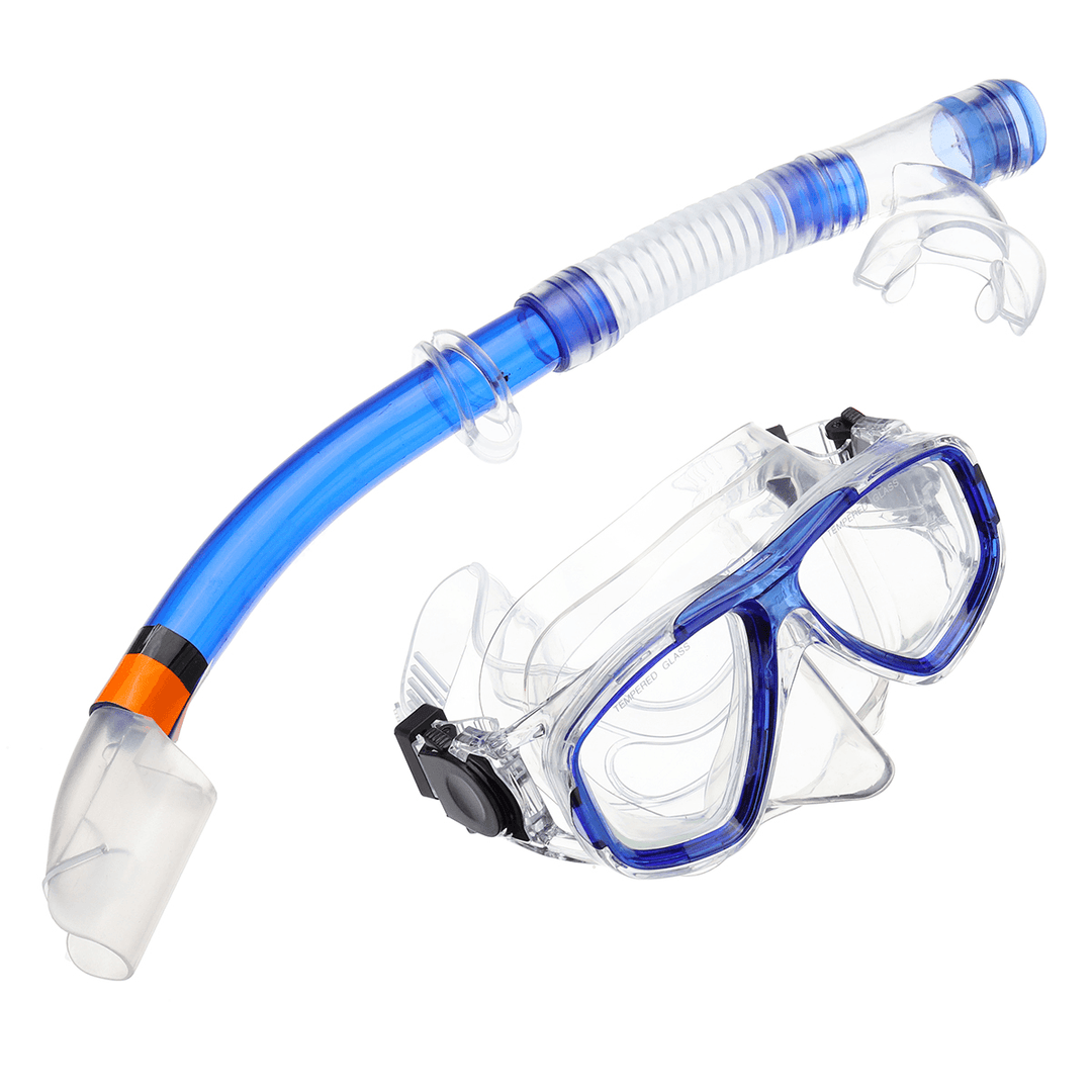 2Pcs/Set Tempered Glass Snorkel Goggles Mask Breathing Tube Scuba Swimming Diving Snorkelling Accessories - MRSLM