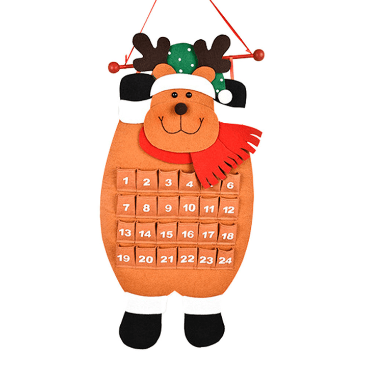 Christmas Countdown Calendar Snowman Deer Hanging Advent Calendar Decorations Home Decor - MRSLM