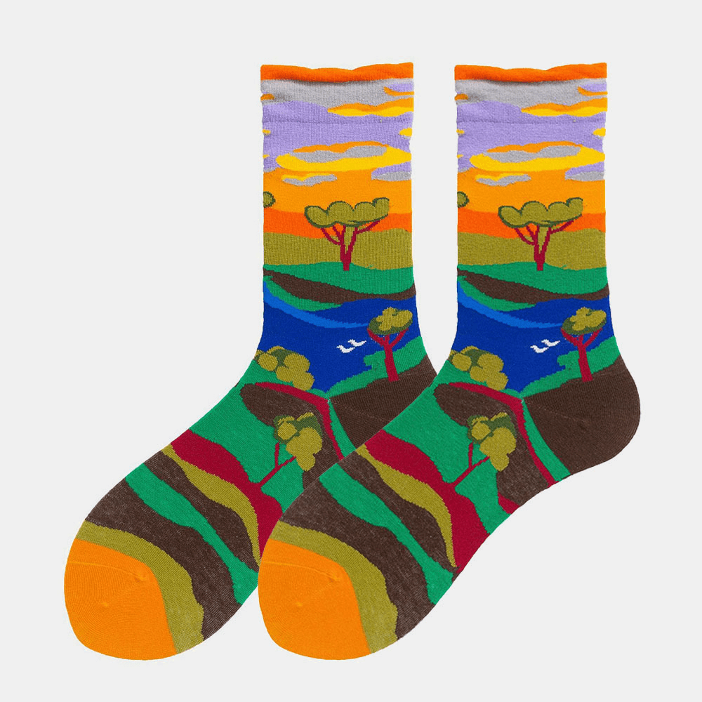 Unisex Literature and Art Colorful Patchwork Color Animal Pattern Tube Socks - MRSLM