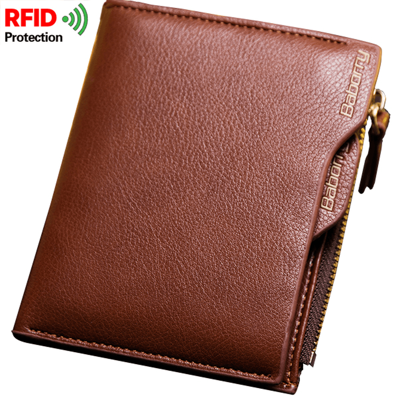 Men Anti-Theft RFID Blocking Secure Wallet 6 Card Slots Protective Short Wallet - MRSLM