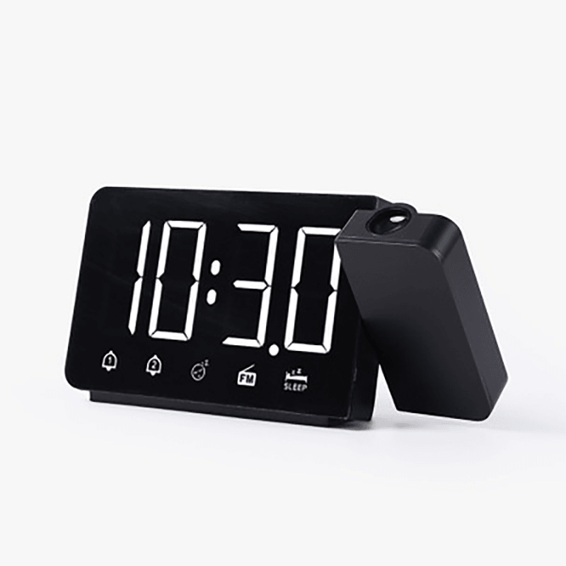 Multi-Function 360° Projection Alarm Clock 4 Brightness Adjustment Dual Alarms LCD Display Digital Clock - MRSLM