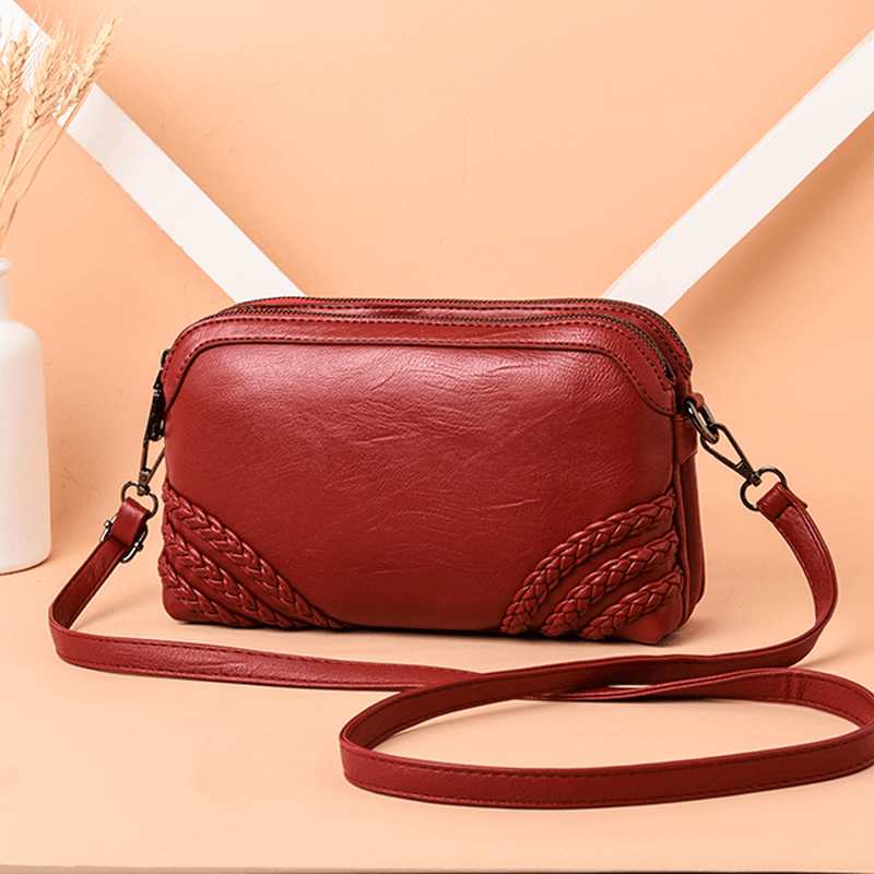 Women Vintage Soft Faux Leather Crossbody Bag - MRSLM