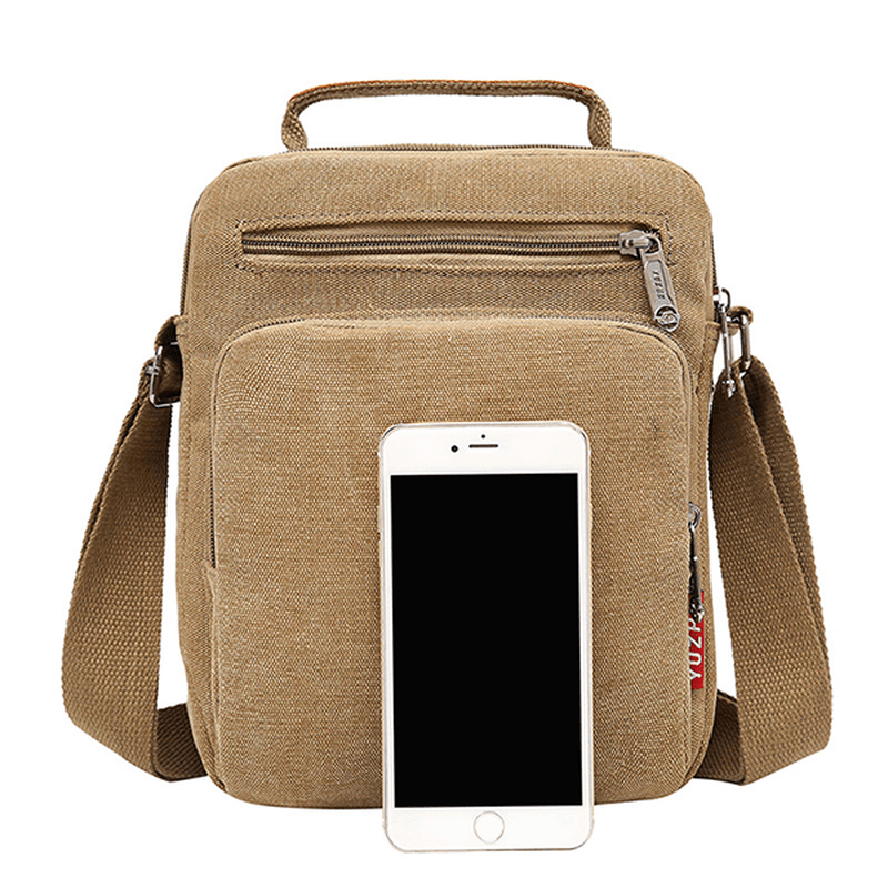 Men Canvas Sling Bag Messenger Bag Small Travel Crossbody Bag Fit 9.7-Inch Ipad - MRSLM