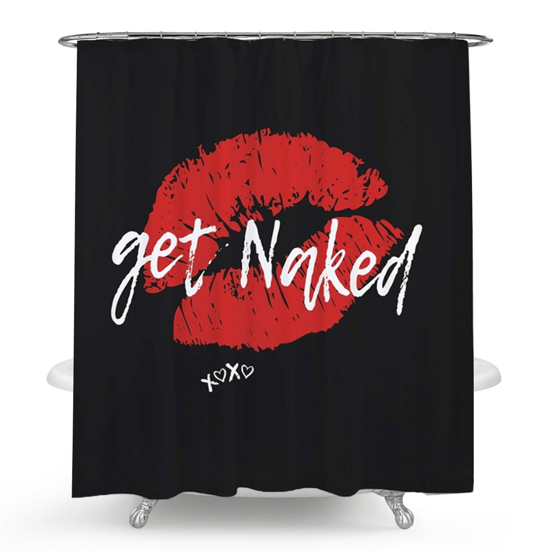 Get Naked Printing Bathroom Shower Curtain Set Toilet Cover Mat Bathroom Non-Slip Mat Rug Kit - MRSLM