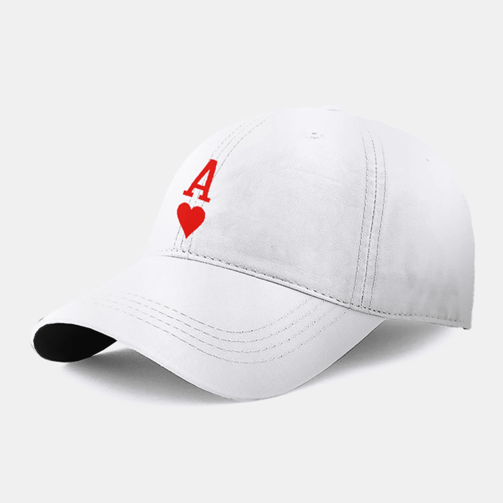 Men Cotton Solid Color Poker Love Letter Spades a Pattern Casual Baseball Cap - MRSLM