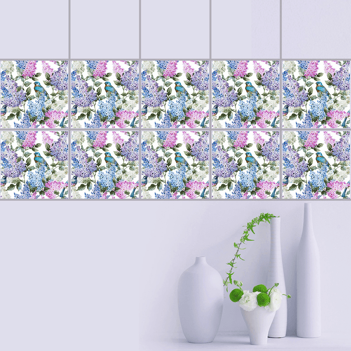 Flowers Pearl Film Tile Stickers Bathroom Living Room Waterproof PVC Wall Stickers - MRSLM