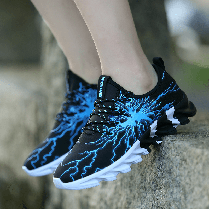 Men Breathable Fabric Soft Blade Sole Pattern Comfy Sports Casual Running Shoes - MRSLM