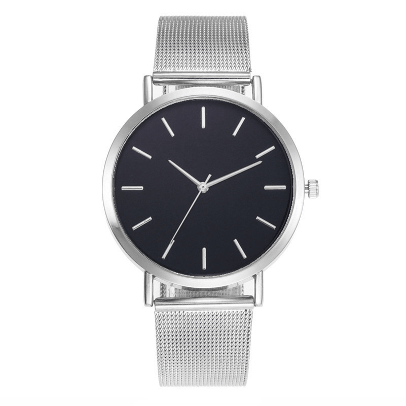 Casual Business Women Watch Full Alloy Case Mesh Band No Number Dial Quartz Watch - MRSLM