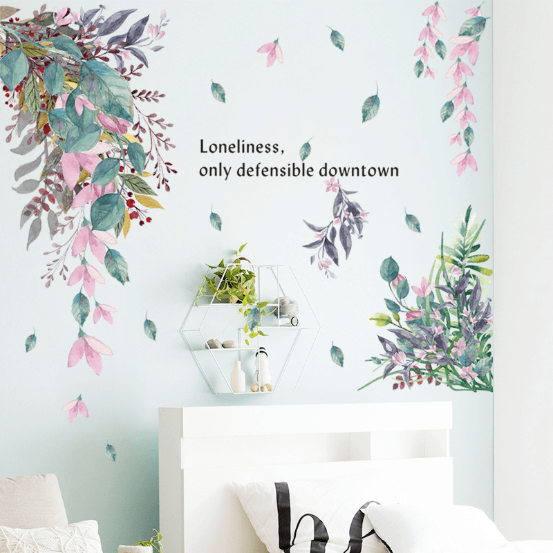 Green Leaves Creative Wall Stickers for Bedroom Living Room Dining Room Kitchen Kids Room DIY Vinyl Wall Decals Door Murals - MRSLM