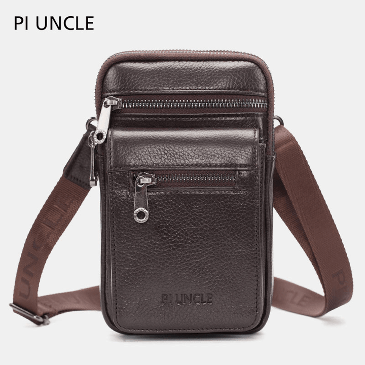 Men Genuine Leather Waist Bag Crossbody Bag Shoulder Bag - MRSLM