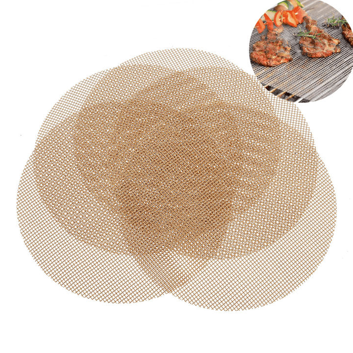 5PCS Outdoor Camping BBQ Grill Mesh Mat Sheet Reusable Non-Stick Barbecue Bake Meat Wire Net Mat - MRSLM