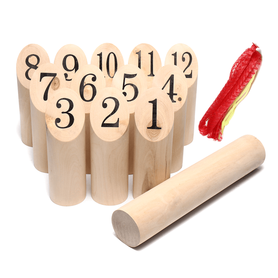 Number KUBB Wooden Family Outdoor Garden Lawn Game Set Board Game Toy - MRSLM