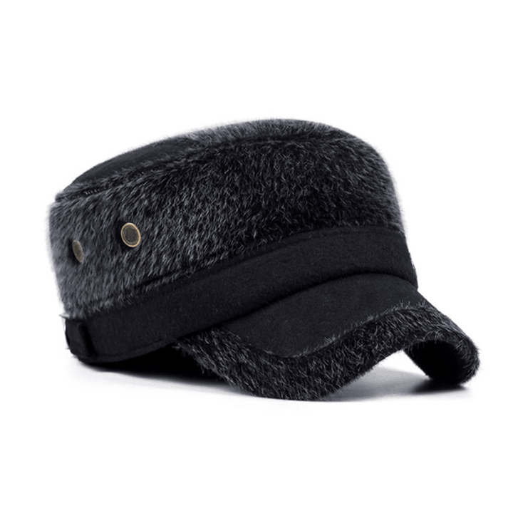 Unisex Imitation Mink Fur Earflap Ear Muffs Baseball Cap Adjustable Faux Fur Outdoor Military Hat - MRSLM