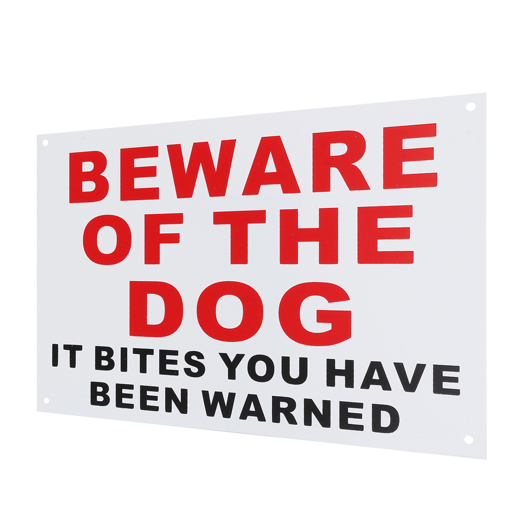 Beware of the Dog It Bites You Have Been Warned Plastic Sticker Security Wall Signs Waterproof - MRSLM