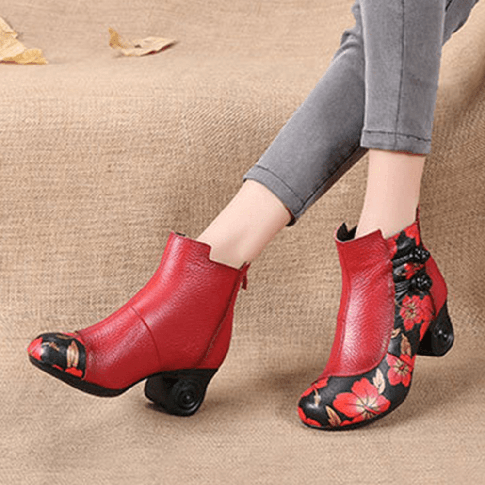 Retro Genuine Leather Butterfly Ankle Boots - MRSLM