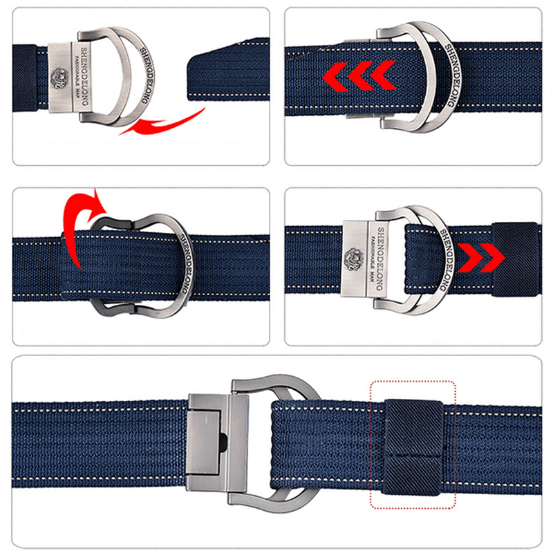 125CM Mens Double Ring Alloy Buckle Belt Outdoor Canvas Military Tactical Jeans Strip - MRSLM