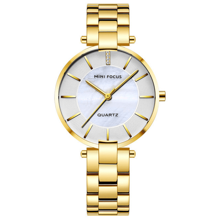 MINI FOCUS MF0224L Elegant Dress Analog Clock Metal Strap Fashion Women Watch Quartz Watch - MRSLM