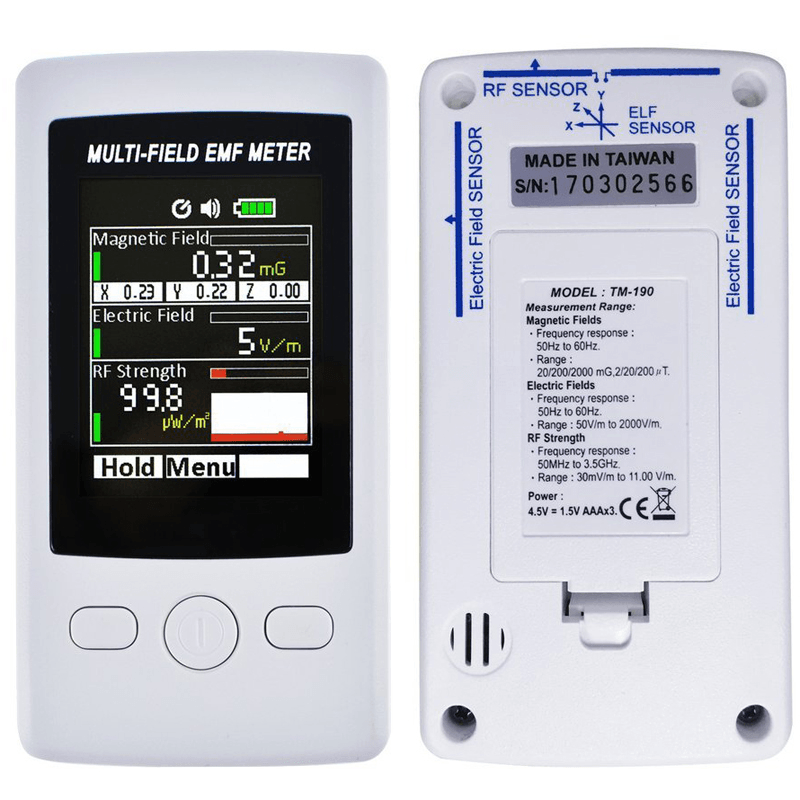 TM190 Multi-Field EMF Meter Gauss 3-Axis Magnetic Electric RF Field Strenght Digital Electromagnetic Radiation Detector - MRSLM