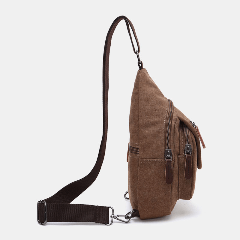 Men Retro Canvas High Capacity Chest Bag Casual Wear Resisting Waterproof Crossbody Bag Shoulder Bag - MRSLM