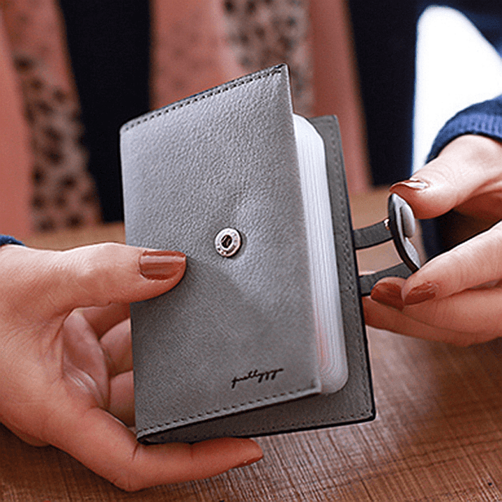 Women PU Solid Short Wallet 20 Card Slot Card Holder Concise - MRSLM