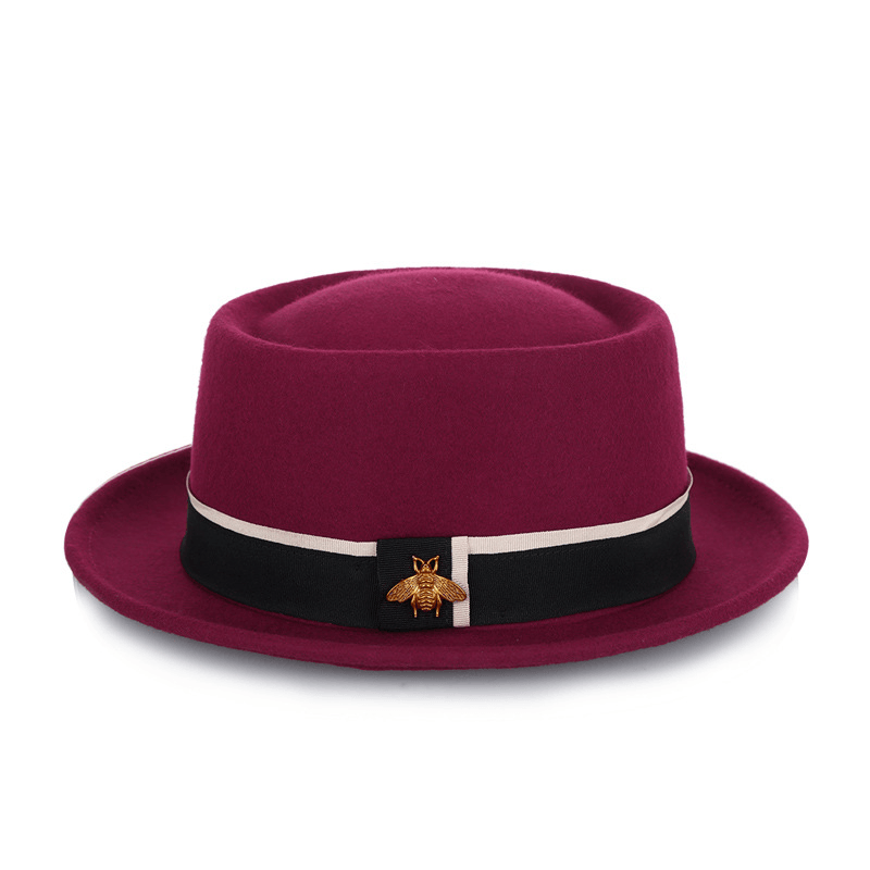 Ladies Pure Wool Ladies Fashion Little Bee Accessories Top Hat - MRSLM