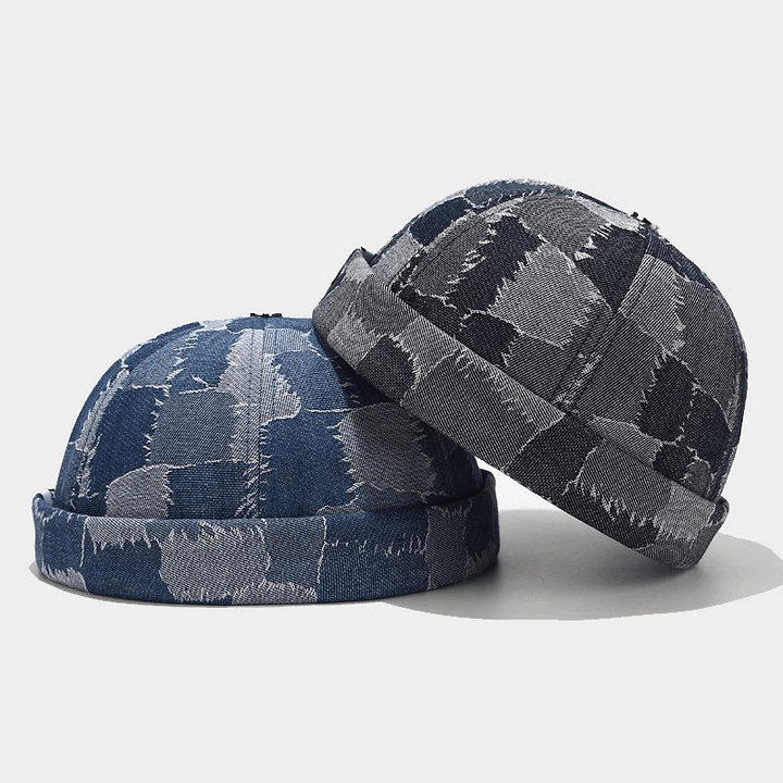 Contrast Plaid Denim Landlord Hat - MRSLM