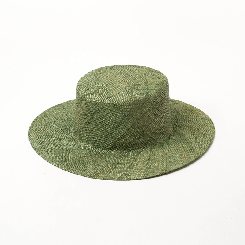 European and American Light Body Dyed Treasure Grass Flat Top Straw Hat - MRSLM