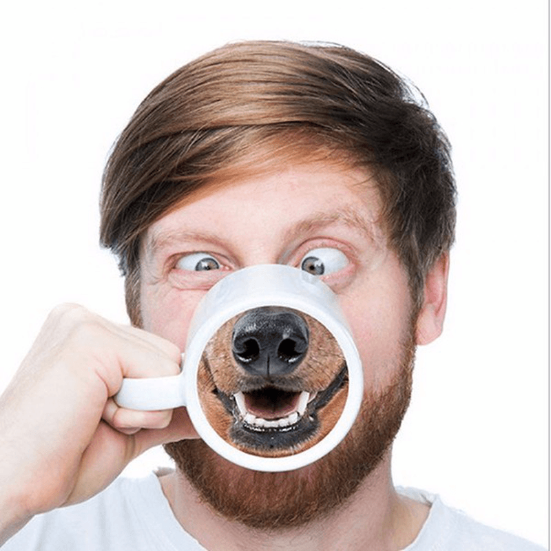 Funny Dog Nose Coffee Tea Mug Creative Pet Doggy Nose Ceramic Water Cup Gift for Friends - MRSLM