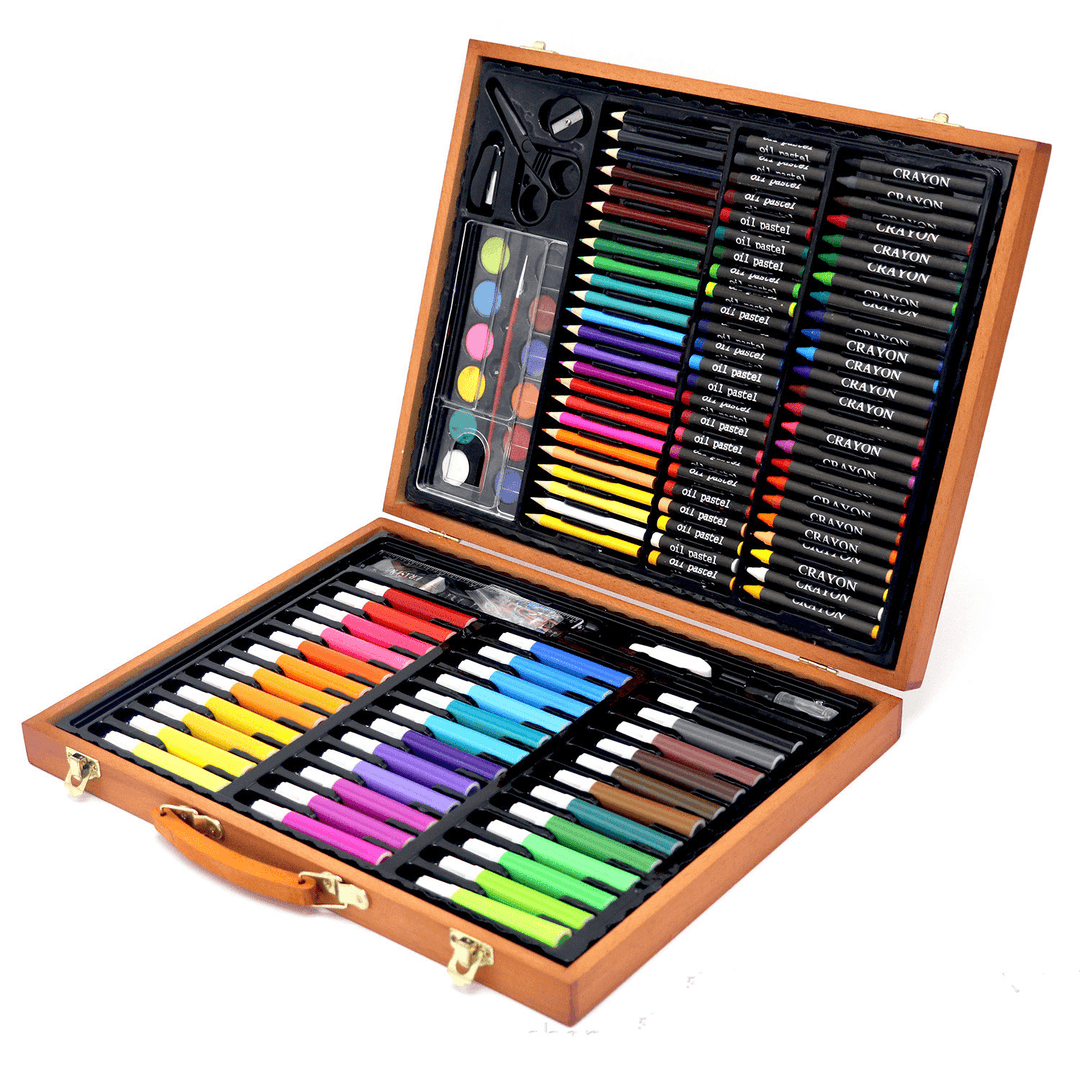 Children'S 150-Piece Wooden Box Painting Stationery Set - MRSLM