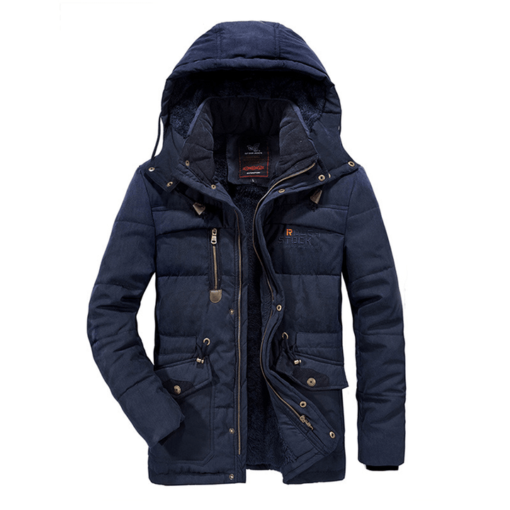 Mens Thick Multi Pockets Windproof Detachable Hooded Jacket - MRSLM