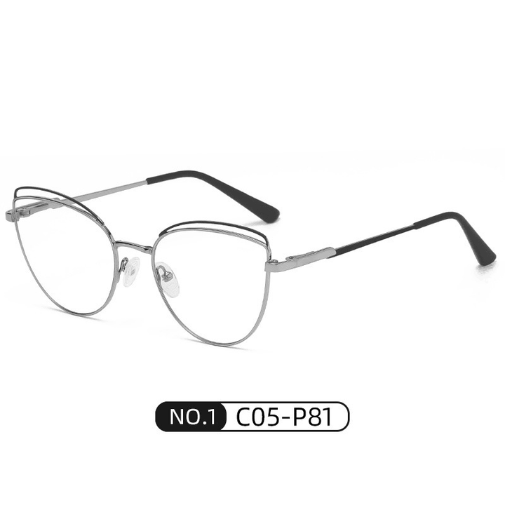 Fashion Metal Two-Tone Flat Mirror Ins Net Red Wind Cat Glasses Frame - MRSLM