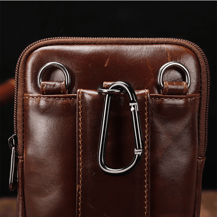 Men Genuine Leather Waist Bag Shoulder Phone Bag Crossbody B - MRSLM