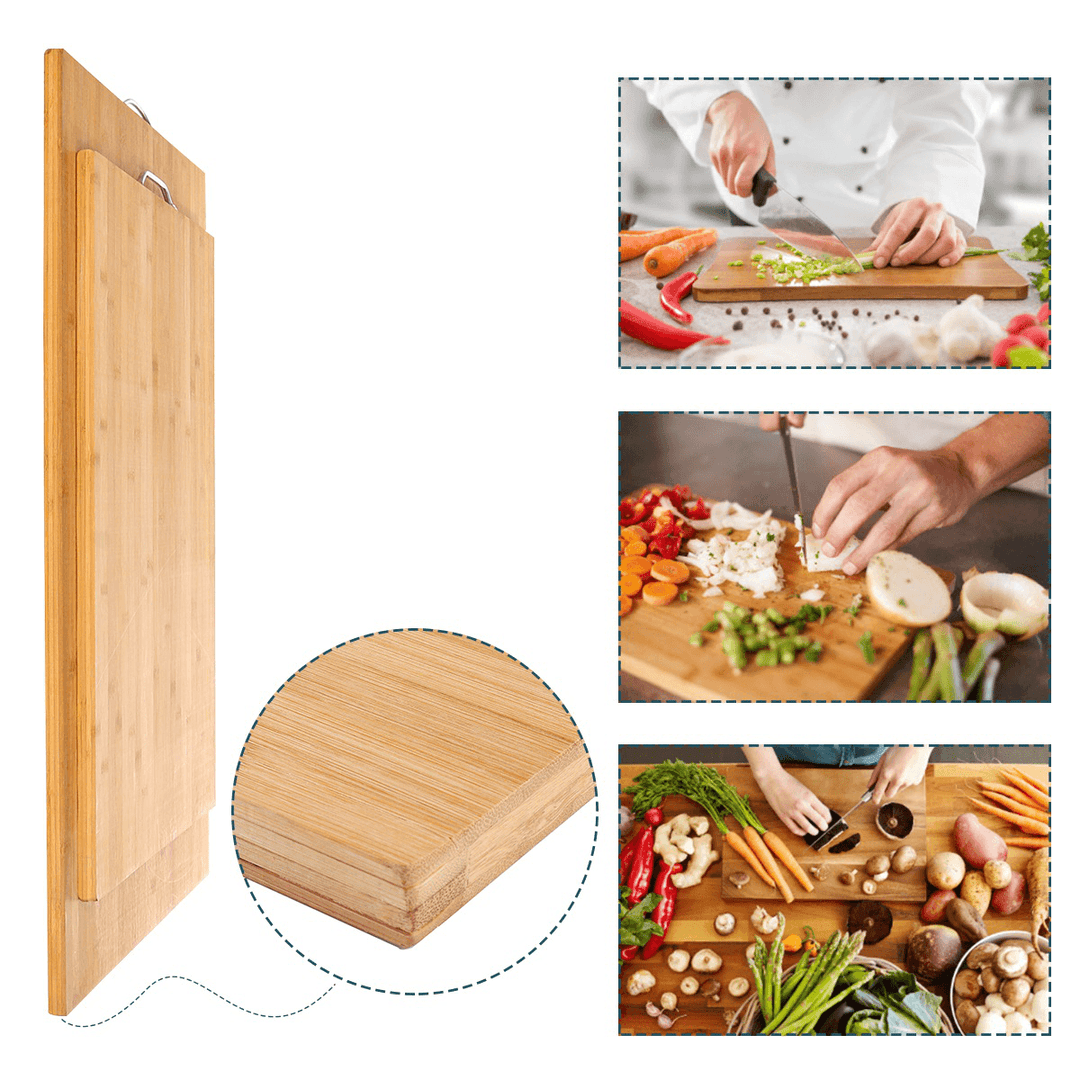 Wooden Chopping Board Bamboo Square Hangable Cutting Board Thick Natural Cutting Board for Kitchen Cooking Cutting Board - MRSLM