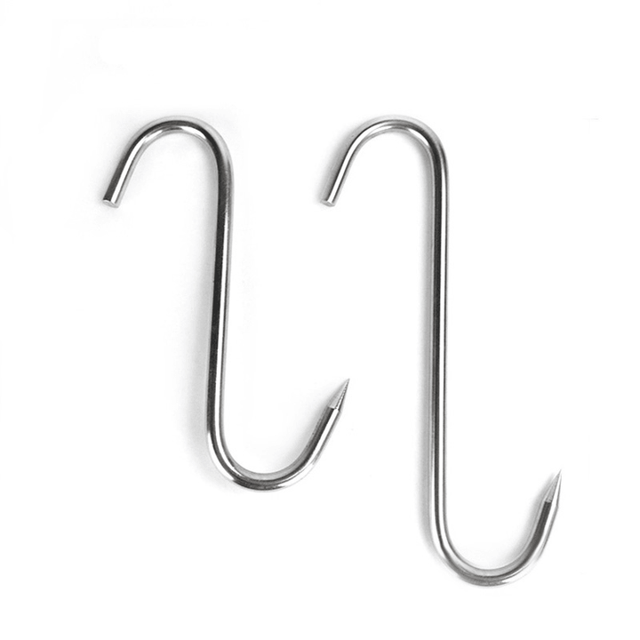 Honana 10Pcs / Lot Stainless Steel round S Shaped Hook Kitchen Beef Chicken BBQ Sticks Needle - MRSLM