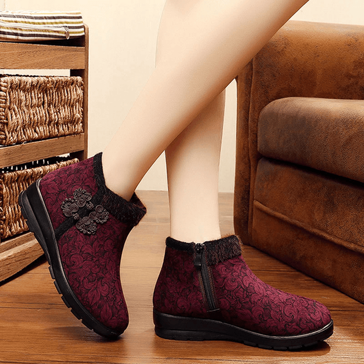 Winter Women Cotton Boots High Top Zipper Keep Warm Ankle Boots - MRSLM