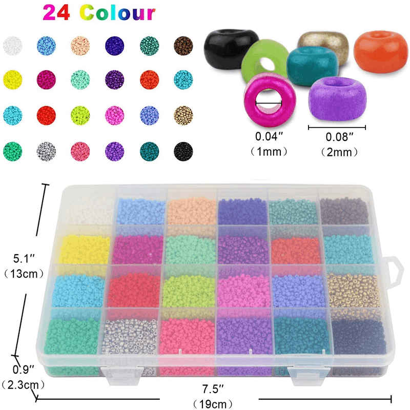 24000 Pcs Glass Seed Beads 2MM Small Beads for Jewelry Makin - MRSLM