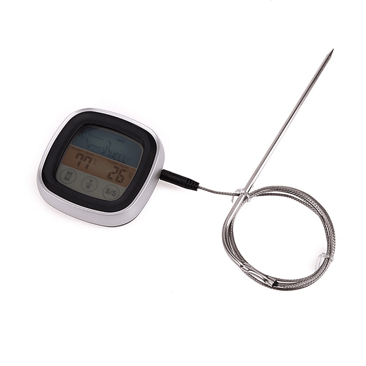 TS-S62 Digital Meat Thermometer Oven Colorful Touchscreen Instant Read Probe Kitchen BBQ Cooking Thermometer with Timer Alert Function - MRSLM