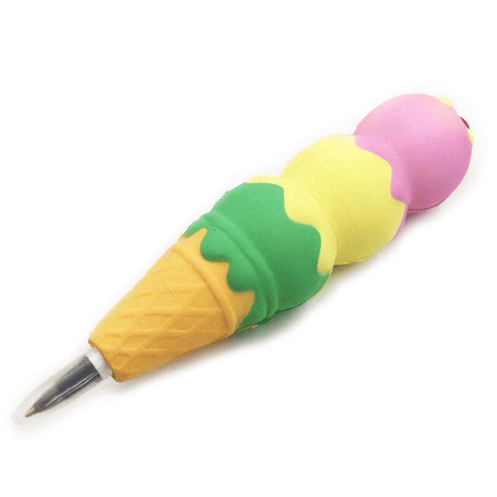 Squishy Pen Cap Ice Cream Cone Animal Slow Rising Jumbo with Pen Stress Relief Toys Student Office Gift - MRSLM