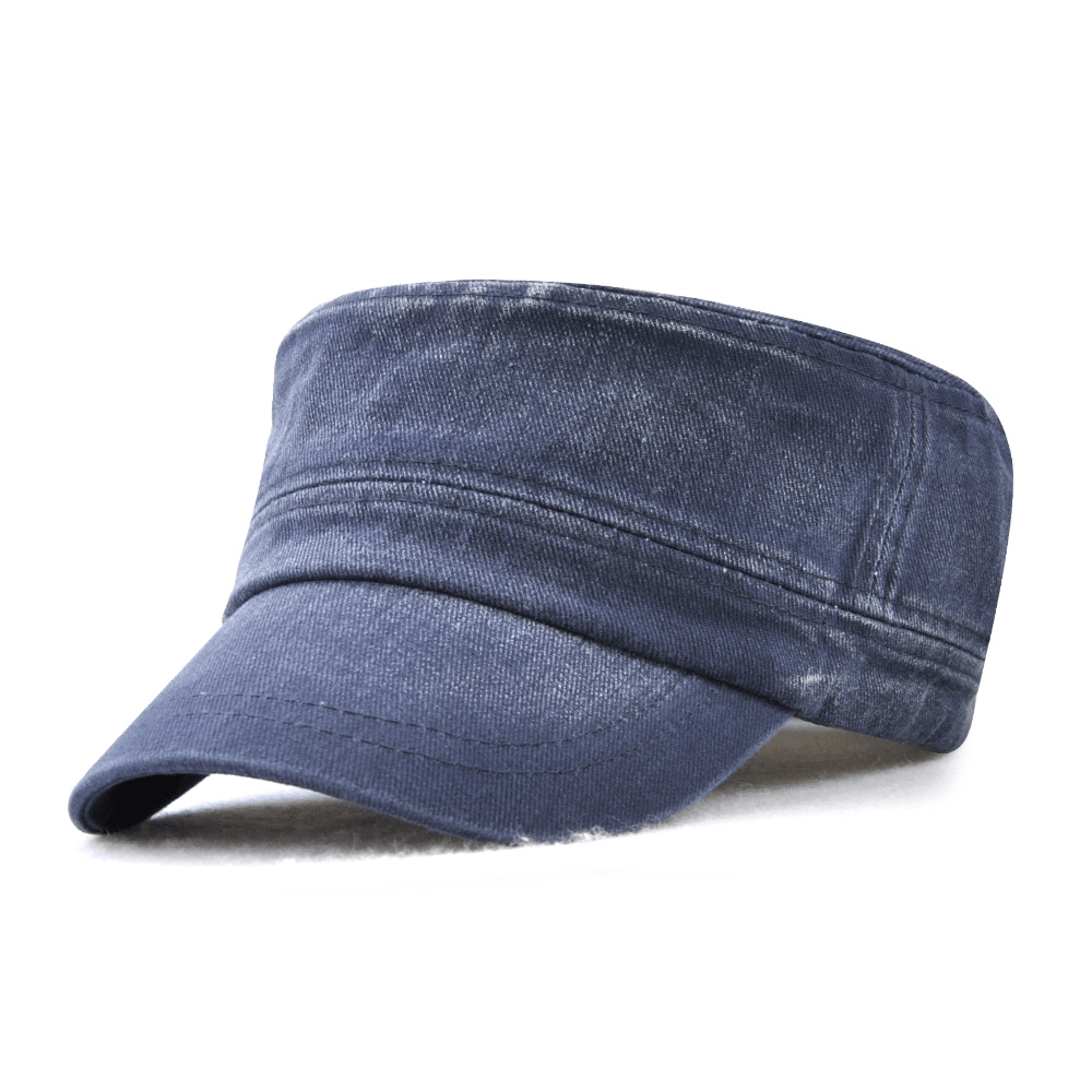 Dad Adjustable Washed Cotton Flat Hats Outdoor Military Sunscreen Visor Caps for Mens - MRSLM