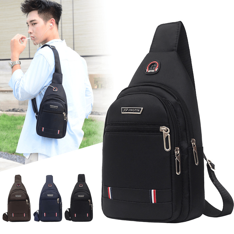 Men Nylon Waterproof Fashion Casual Outdoor Chest Bag Crossbody Bag - MRSLM