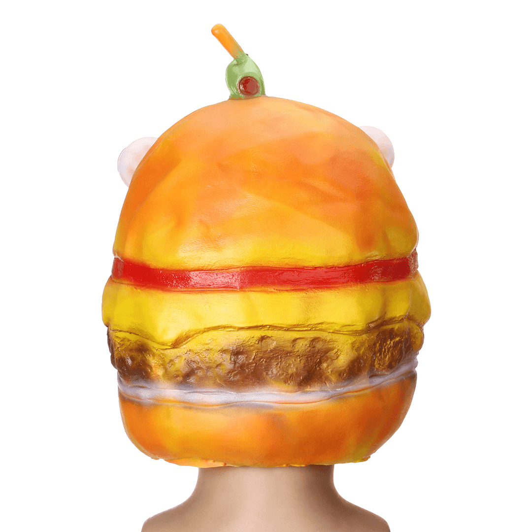 Burger Hamburger Latex Mask Fancy Dress Full Face Head Halloween Cosplay Party - MRSLM