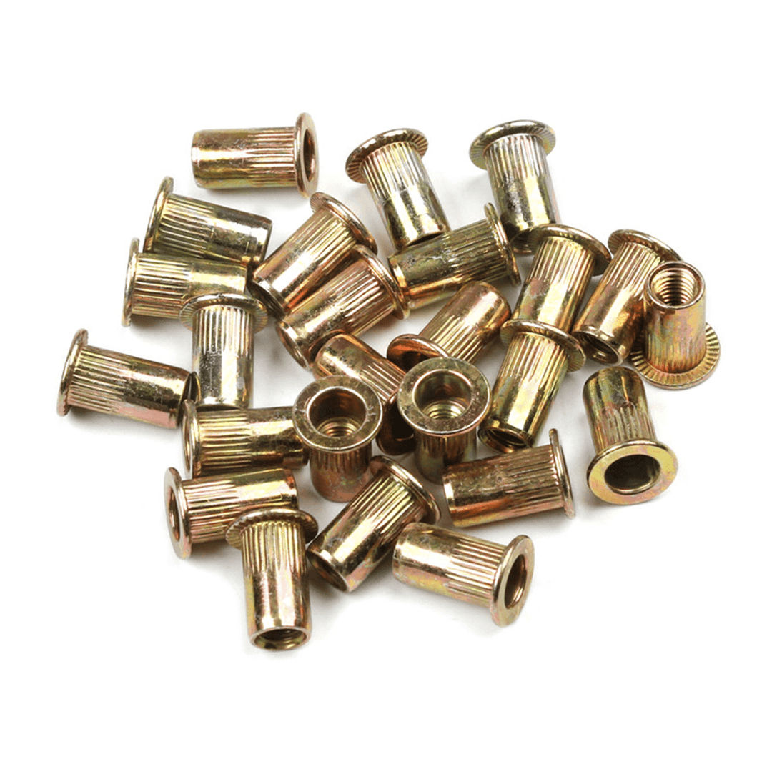 165PCS M3/M4/M5/M6/M8 Mixed Carbon Steel Zinc Plated Flat Head Threaded Insert Nut - MRSLM