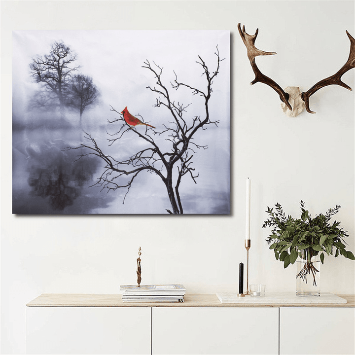 Modern Red Bird Tree Canvas Oil Printed Paintings Home Wall Art Decor Unframed Decorations - MRSLM