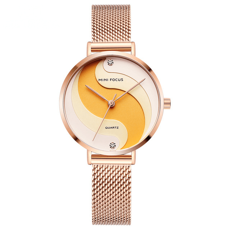 MINI FOCUS MF0291L Fashion Simple Diamond Waterproof Milanese Mesh Strap Women Watch Quartz Watch - MRSLM